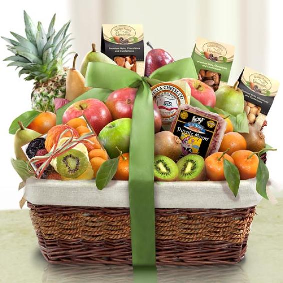 AA4081, Paradise Tropical Fruit, Nuts and Cheese Basket