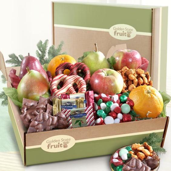 AB2032, Deluxe Holiday Goodies and Fruit Gift Box