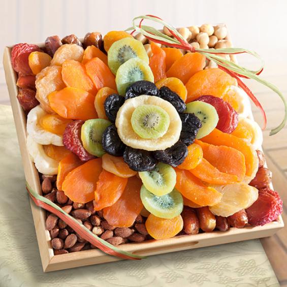 AP8024, Tropical Flora Dried Fruit Tray with Nuts Gift