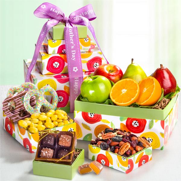 AT0463M, Mother's Day Fruit & Sweets Gift Tower